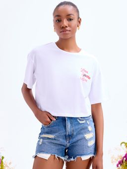 Cover Story - White Crop Boxy T-Shirt