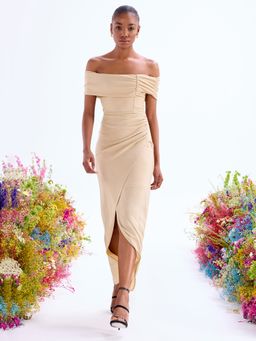 Cover Story - Gold Bardot Lurex Maxi Dress