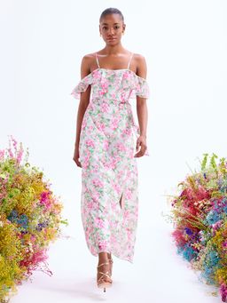 Cover Story - Ivory Floral Print Maxi Dress