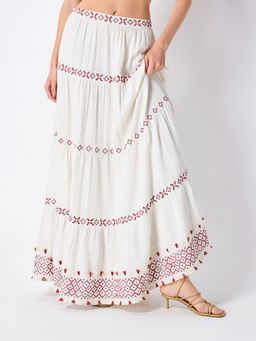 Cover Story - White Tiered Gauze Maxi Skirt
