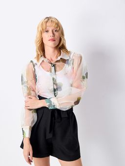 Cover Story - Off-White Floral Organza Shirt