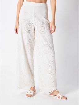 Cover Story - White Schiffli Wide Leg Palazzo