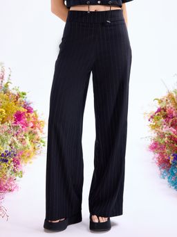 Cover Story - Black Pinstripe Wide Leg Trouser