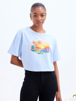 Cover Story - Blue Crop T-Shirt