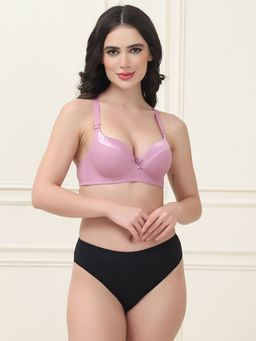 PrettyCat - Lightly Padded T-Shirt Bra Panty for Women Mauve (Set of 2)