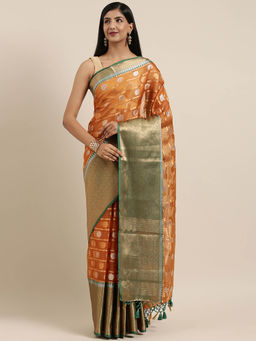 Mimosa - Women Banarasi Style Silk Saree With Unstitched Blouse