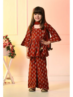 Muffin Shuffin - Girls Maroon Palazzo Sets