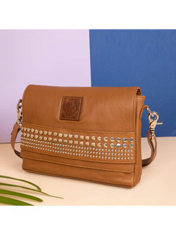 ABELARDO DE MODA - Elle Bag - Tan Studded Sling Bag