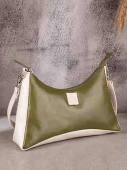 ABELARDO DE MODA - Maria Bag - Olive/White Hobo Bag
