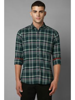 Allen Solly - Men Green Custom Fit Check Full Sleeves Casual Shirt