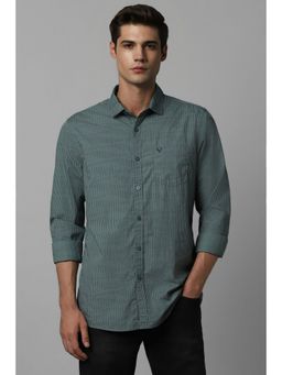 Allen Solly - Men Green Custom Fit Stripes Full Sleeves Casual Shirt