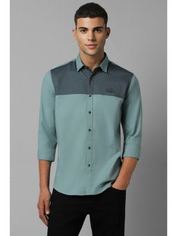 Allen Solly - Men Green Custom Fit Colorblock Full Sleeves Casual Shirt