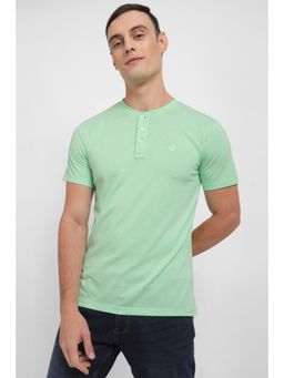 Allen Solly - Men Green Solid Henley Neck T-Shirt