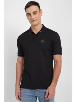 Allen Solly - Men Black Solid Polo Neck T-Shirt
