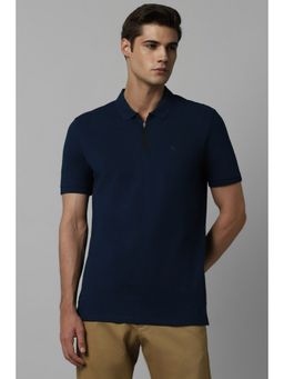 Allen Solly - Men Navy Solid Polo Neck T-Shirt