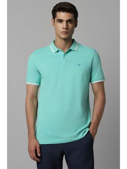 Allen Solly - Men Green Solid Polo Neck T-Shirt