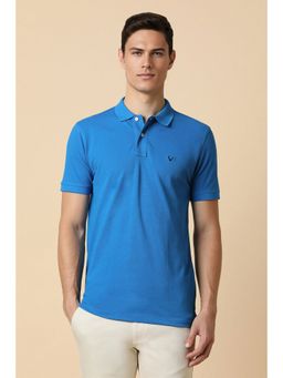 Allen Solly - Men Blue Solid Polo Neck T-Shirt