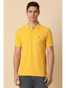 Allen Solly - Men Yellow Solid Polo Neck T-Shirt