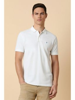 Allen Solly - Men White Solid Polo Neck T-Shirt
