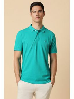 Allen Solly - Men Green Solid Polo Neck T-Shirt