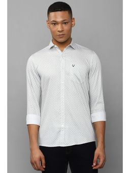 Allen Solly - Men White Slim Fit Print Full Sleeves Casual Shirt
