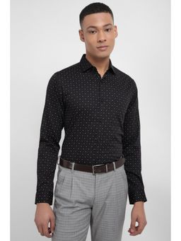 Allen Solly - Men Black Slim Fit Print Full Sleeves Formal Shirt