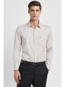 Allen Solly - Men Grey Slim Fit Print Full Sleeves Formal Shirt