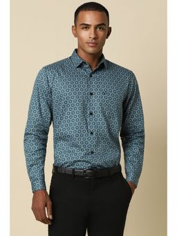 Allen Solly - Men Blue Slim Fit Print Full Sleeves Formal Shirt
