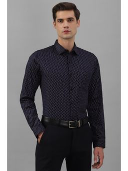 Allen Solly - Men Navy Slim Fit Print Full Sleeves Formal Shirt