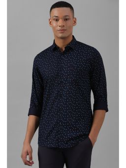 Allen Solly - Men Navy Slim Fit Print Full Sleeves Casual Shirt