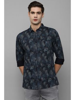 Allen Solly - Men Navy Slim Fit Print Full Sleeves Casual Shirt
