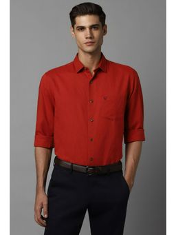 Allen Solly - Men Red Slim Fit Solid Full Sleeves Casual Shirt
