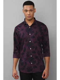 Allen Solly - Men Purple Slim Fit Print Full Sleeves Casual Shirt