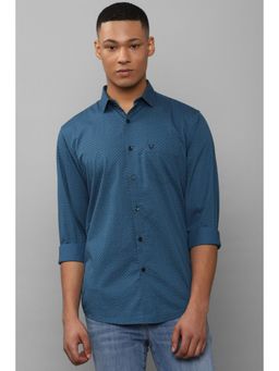 Allen Solly - Men Blue Slim Fit Print Full Sleeves Casual Shirt