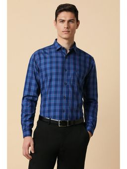 Allen Solly - Men Blue Slim Fit Check Full Sleeves Formal Shirt