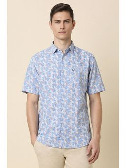 Allen Solly - Men Blue Slim Fit Print Half Sleeves Casual Shirt