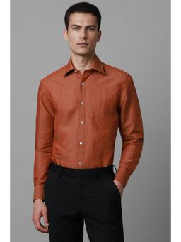 Louis Philippe - Men Rust Classic Fit Solid Full Sleeves Formal Shirt