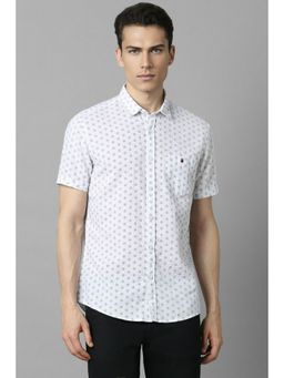 Louis Philippe - Men White Slim Fit Print Half Sleeves Casual Shirt
