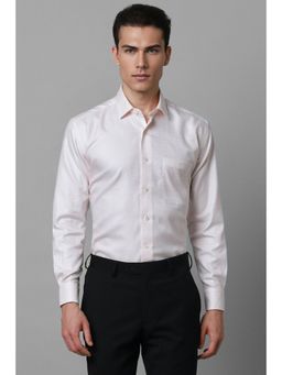 Louis Philippe - Men Pink Classic Fit Textured Full Sleeves Formal Shirt