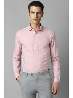 Louis Philippe - Men Pink Super Slim Fit Print Full Sleeves Casual Shirt