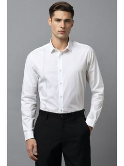 Louis Philippe - Men White Super Slim Fit Stripes Full Sleeves Casual Shirt