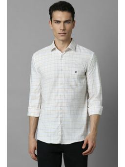 Louis Philippe - Men White Slim Fit Check Full Sleeves Casual Shirt