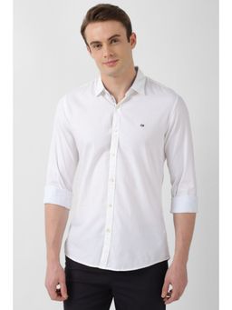 Peter England - Men White Slim Fit Solid Full Sleeves Casual Shirt