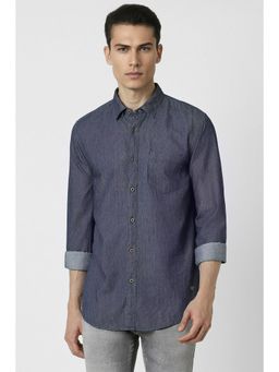 Peter England - Men Blue Slim Fit Stripe Full Sleeves Casual Shirt