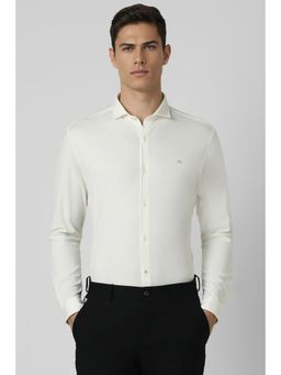 Peter England - Men Cream Super Slim Fit Casual Full Sleeves Shirt