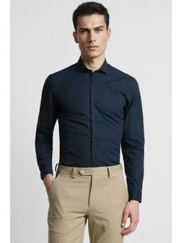 Peter England - Men Navy Super Slim Fit Casual Full Sleeves Casual Shirt