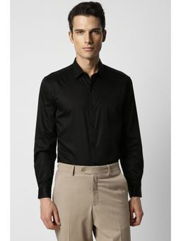 Van Heusen - Men Black Slim Fit Solid Full Sleeves Party Shirt