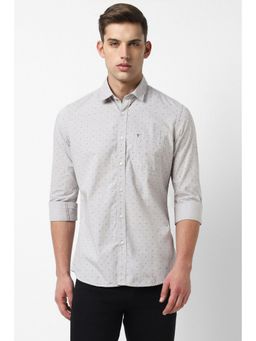 Van Heusen - Men Grey Slim Fit Print Full Sleeves Casual Shirt