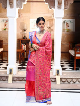 Banarasi Silk Works - Pink Art Silk Saree with Unstitched Blouse
