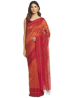 Fabindia - Rust Chanderi Cotton Silk Saree